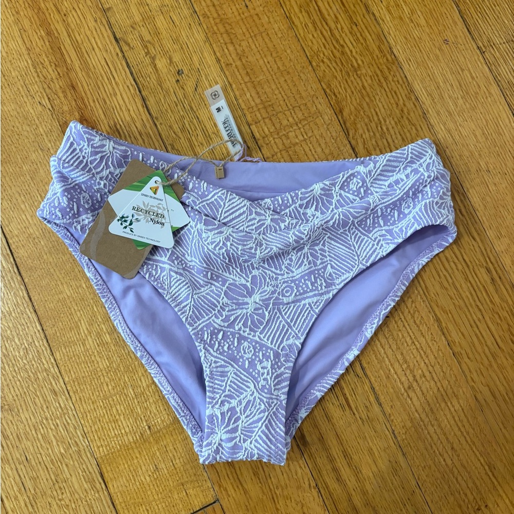 Lilac Textured High-Rise Bikini Bottom